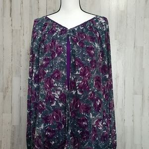 Silhouettes Purple Floral Blouse